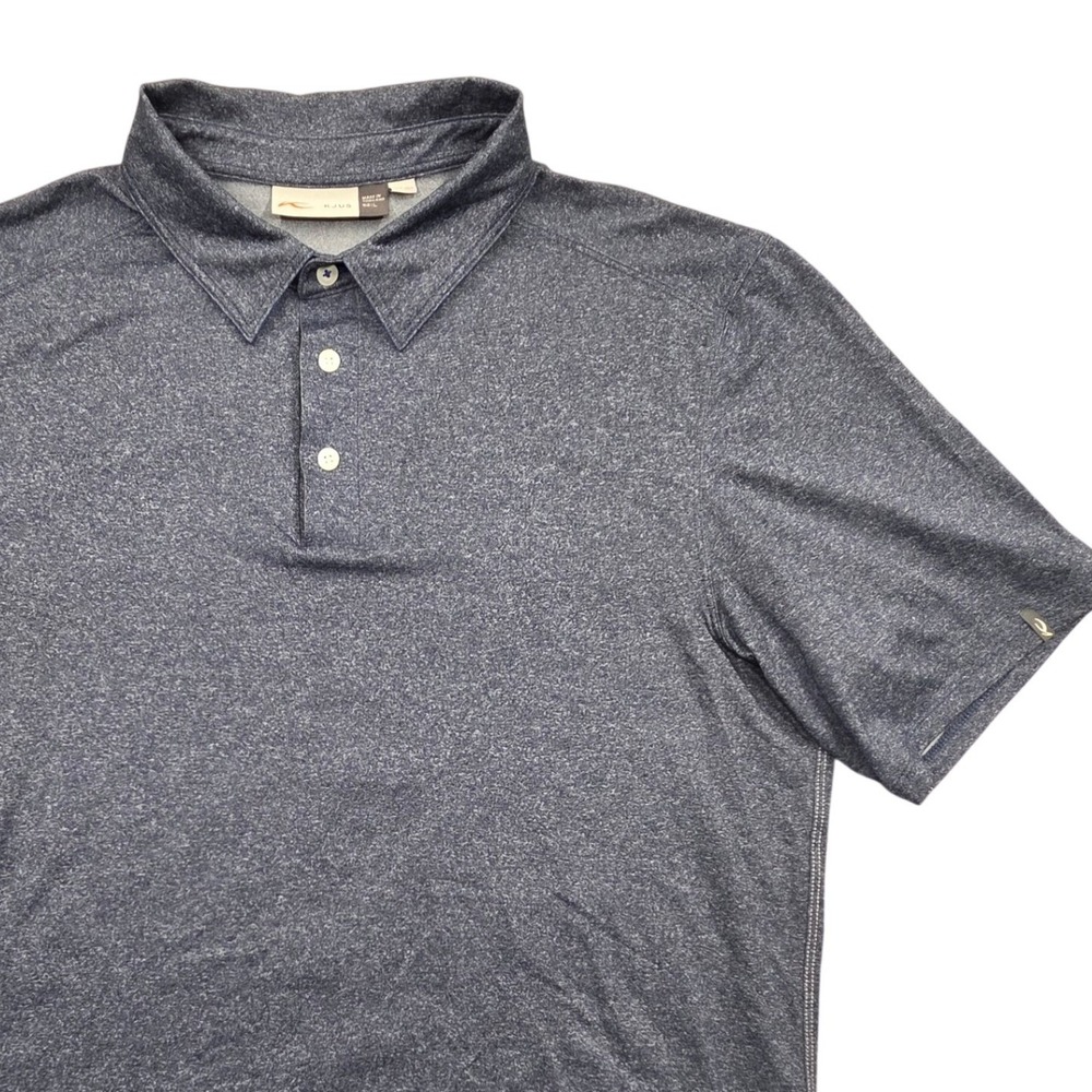 KJUS Stowe Primeflex Polo Blue Heathered SS Golf Shirt Colorblock Mens Large